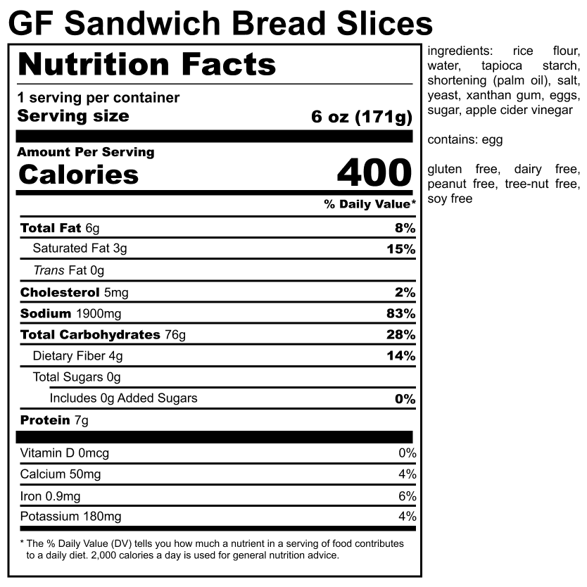 Gluten Free Bread - 2 Slice Pack
